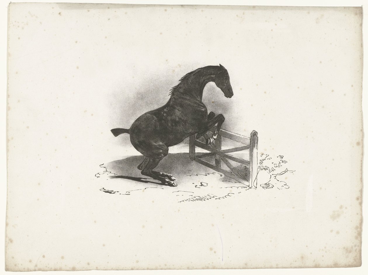 Cheval franchissant une barrière - Courtin