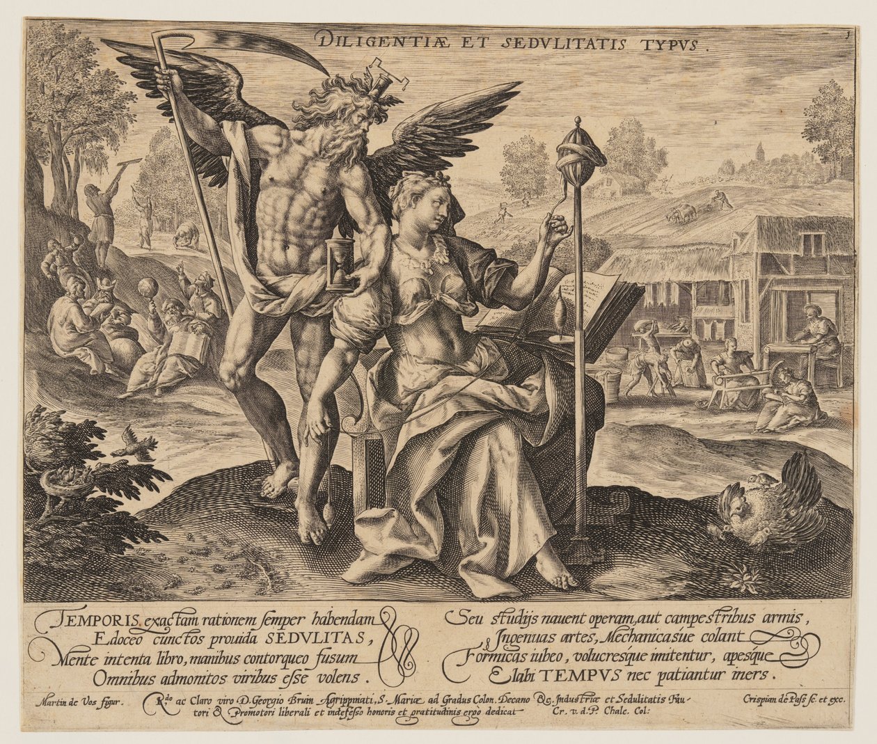 Diligentiae et Sedulitatis Typus, du Temps avec les vertus et les vices - Crispijn van de Passe I