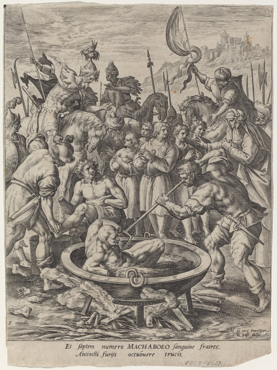 Les sept frères Maccabées tués par Antiochus - Crispijn van de Passe I after Maarten de Vos