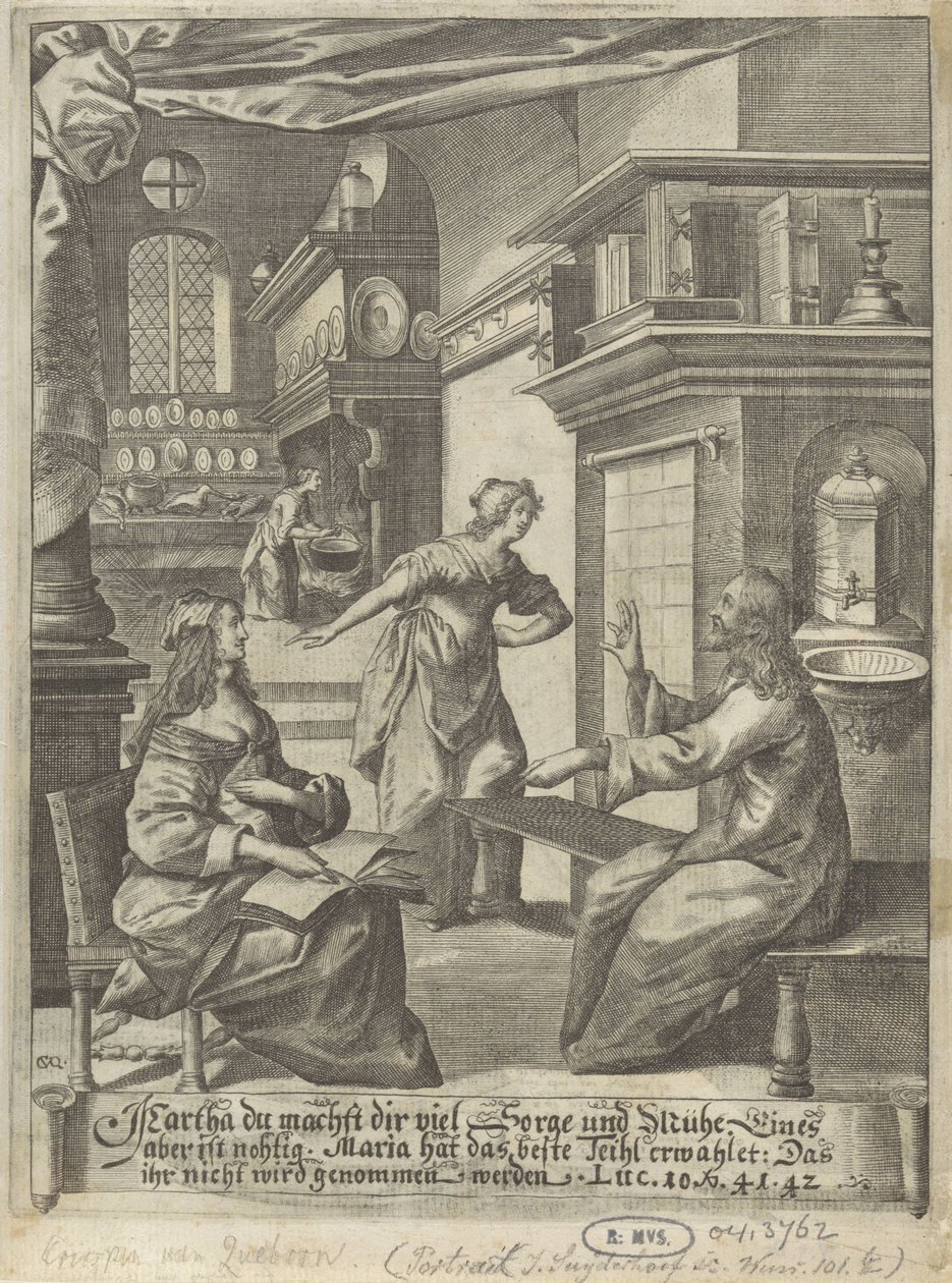 Christ dans la maison de Marthe et Marie - Crispijn van den Queborn