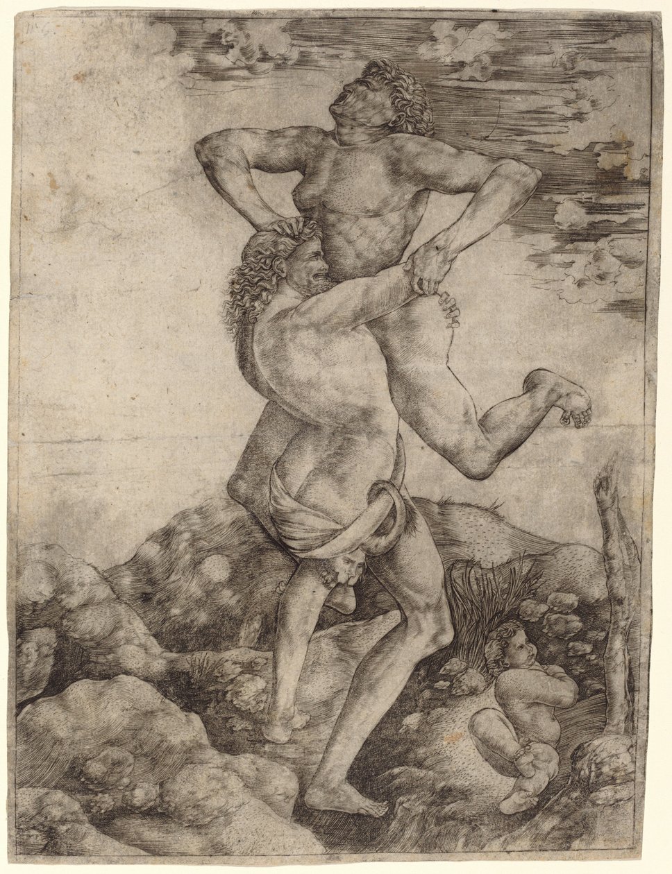 Hercule et Antée - Cristofano Robetta, after Antonio del Pollaiuolo