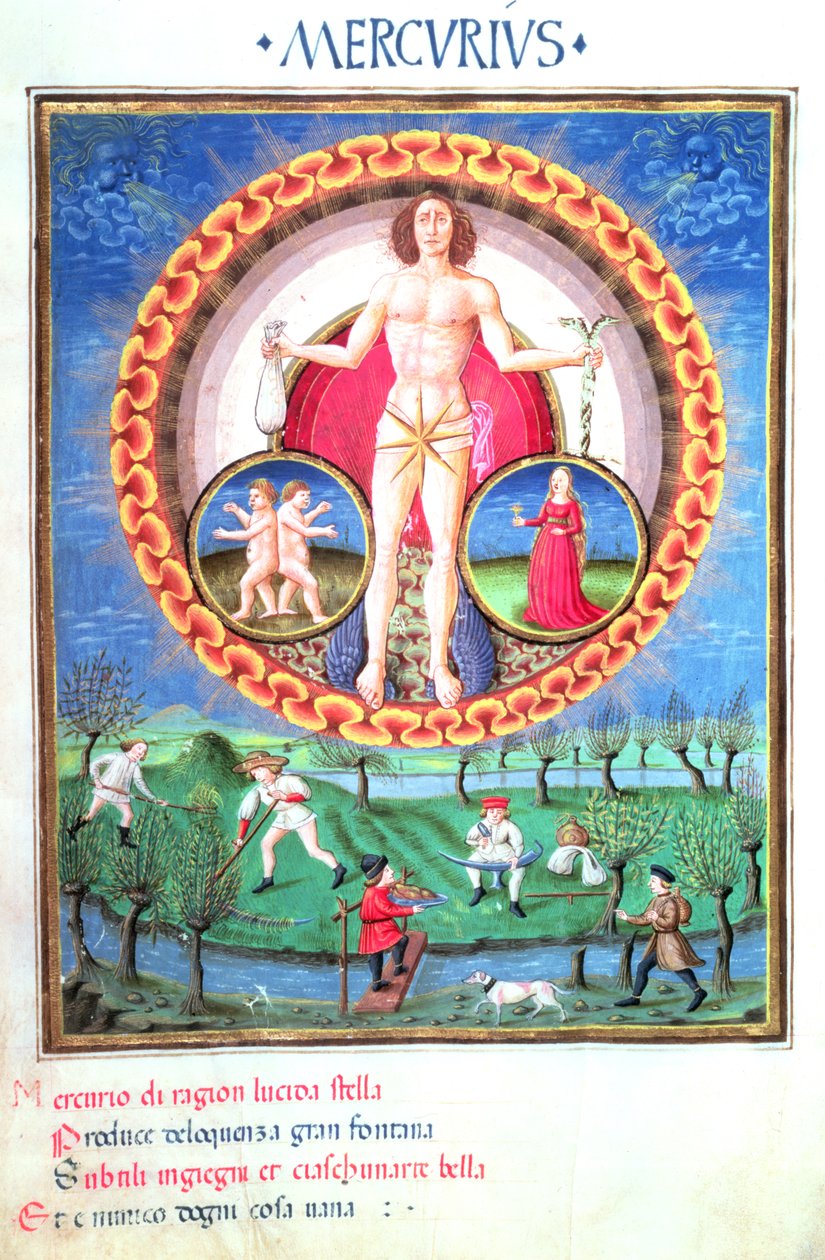 Ms Lat. 209 La planète Mercure, avec les signes du zodiaque des Gémeaux et de la Vierge, de 