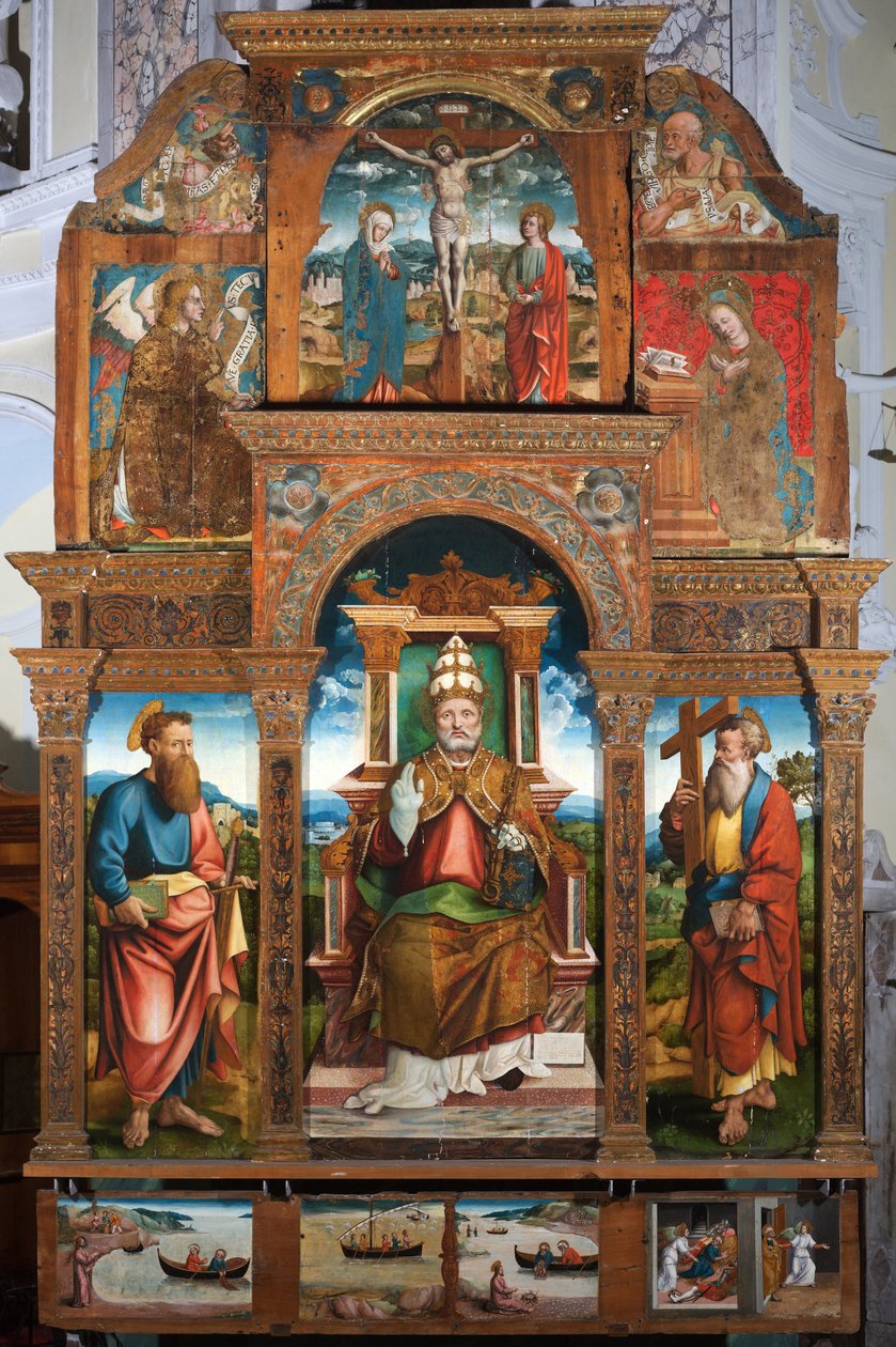 Polyptyque de Saint Pierre sur le trône - Cristoforo (fl.1525 1578) (attr.to) Pancalino