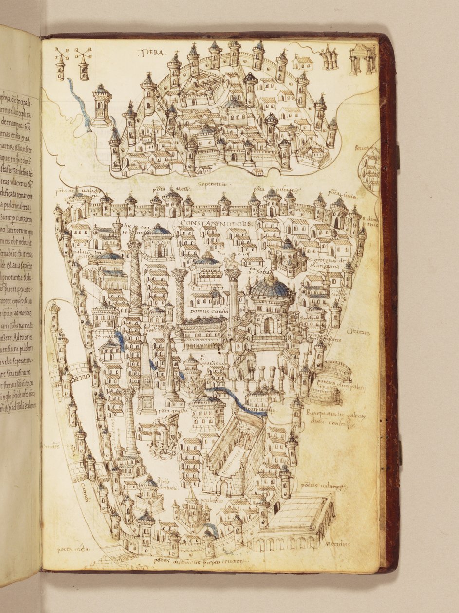 Carte de Constantinople, illustration du "Liber Insularum Archipelagi" - Cristoforo Buondelmonti