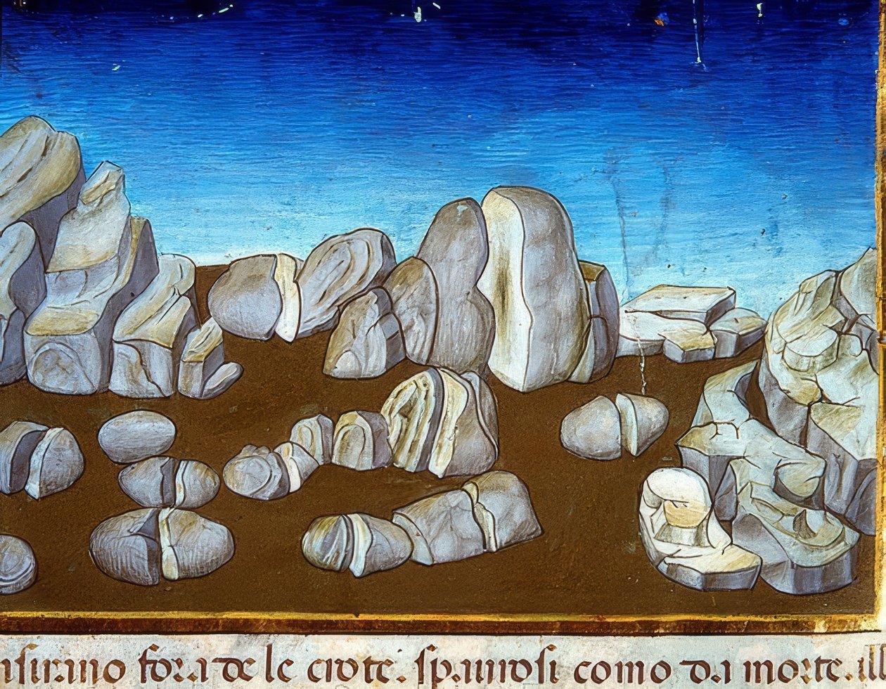 La fin du monde : un tremblement de terre détruira le monde (c.148v). 1476 - Cristoforo De Predis
