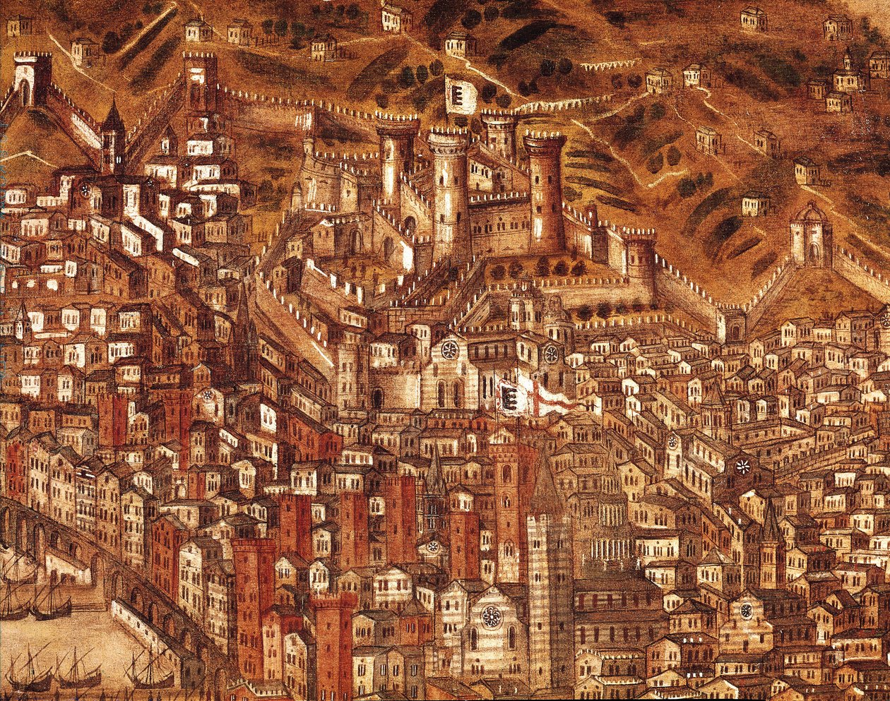 Vue de Gênes et de son château (détail) 1597 - Cristoforo de Grassi