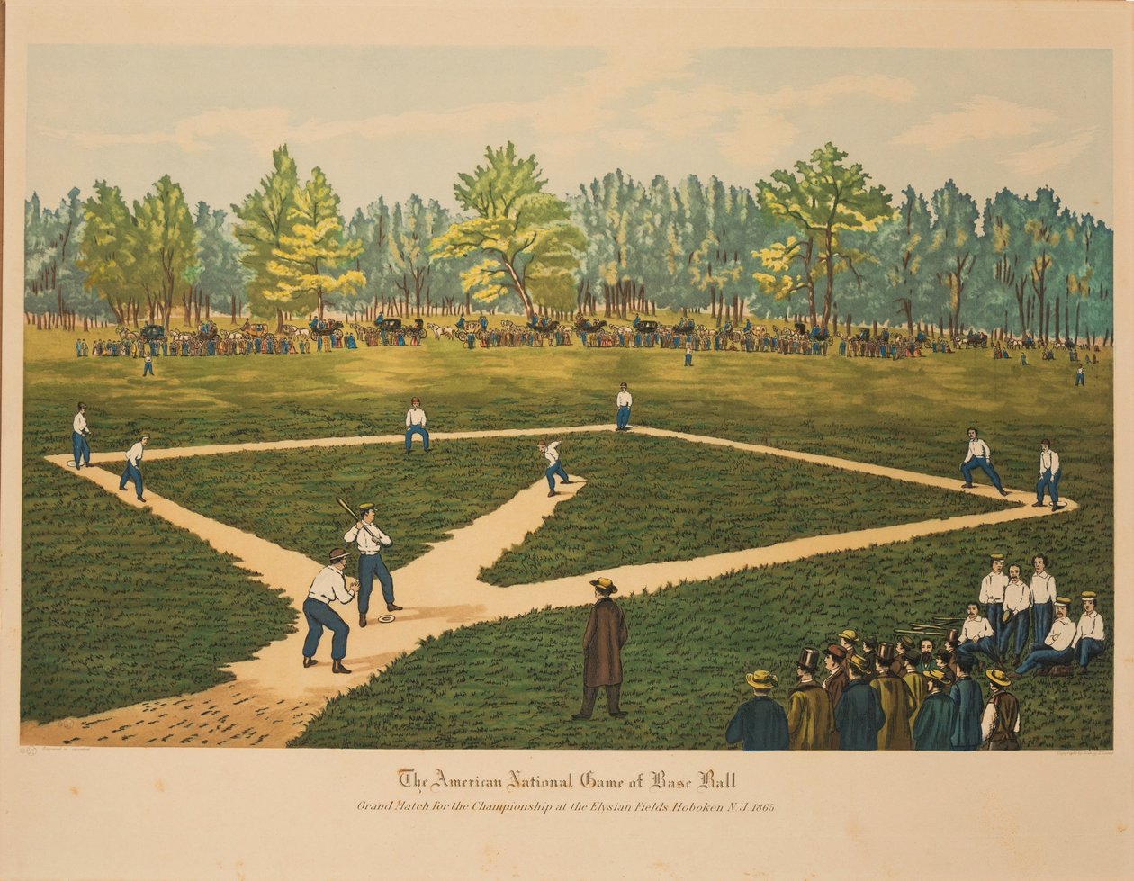 Le jeu national américain de base-ball, ca 1866 - Currier and Ives.