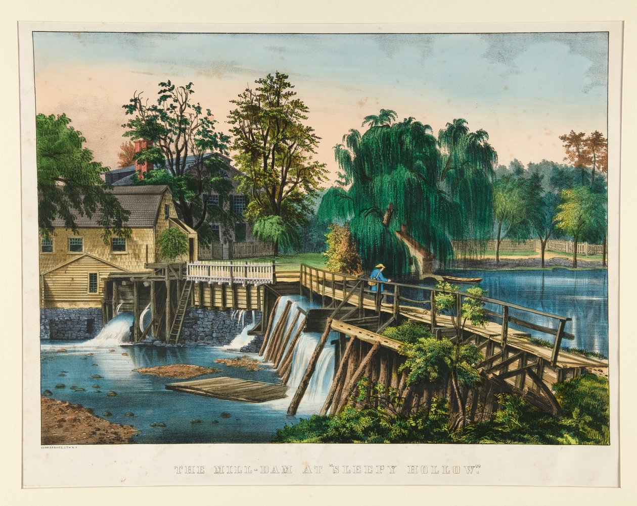 Le barrage du moulin - Currier and Ives