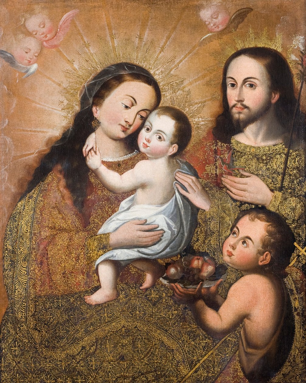 Sainte Famille avec Saint Jean et un chardonneret - Cuzco School