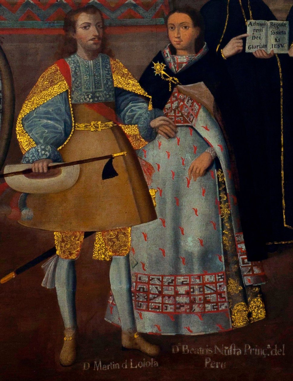 Mariage de Martín de Loyola avec Doña Beatriz Ñusta, et de Don Juan Borja avec Lorenza Ñusta (Loyola et Coya). - Cuzco School