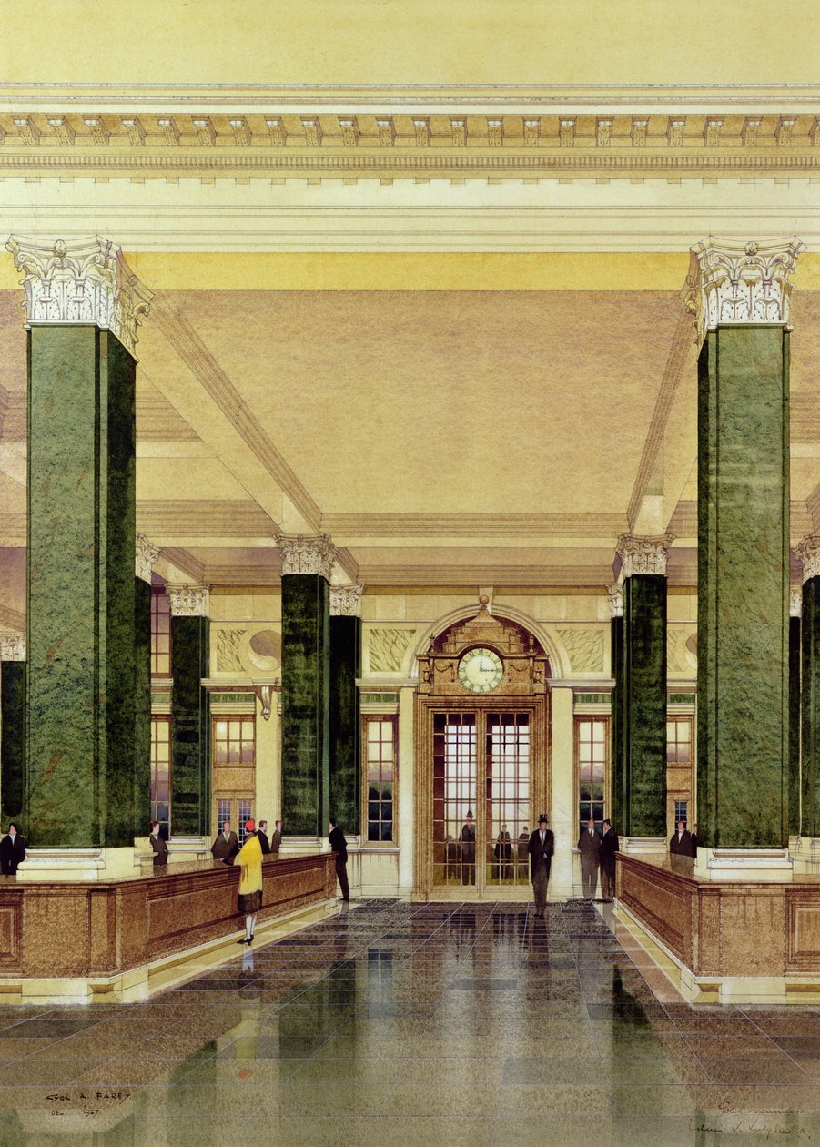 Intérieur de la Midland Bank, Londres - Cyril Farey