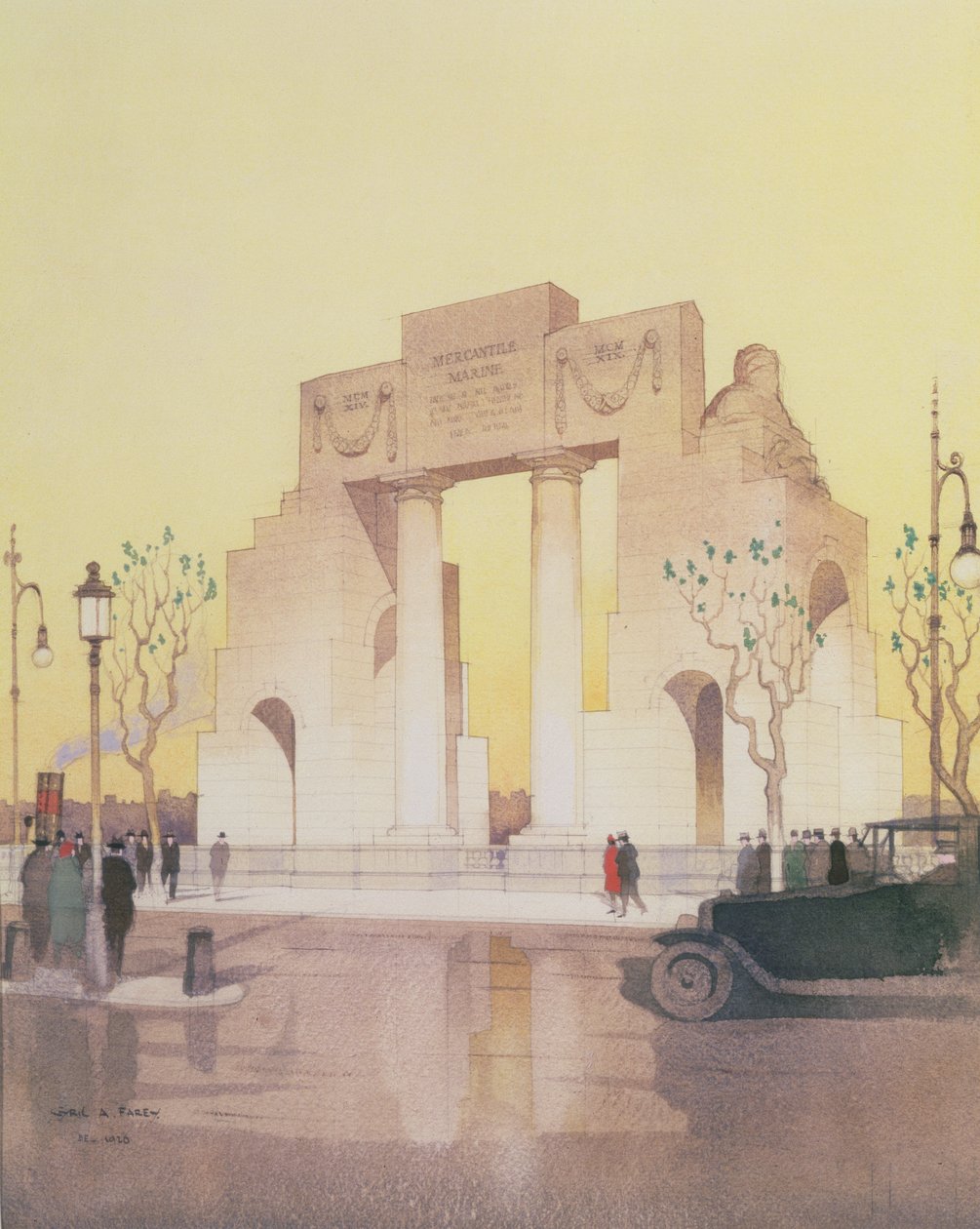 Le Mercantile Marine Monument, construit par Edwin Landseer Lutyens (1869-1944) (aquarelle sur papier) - Cyril Farey