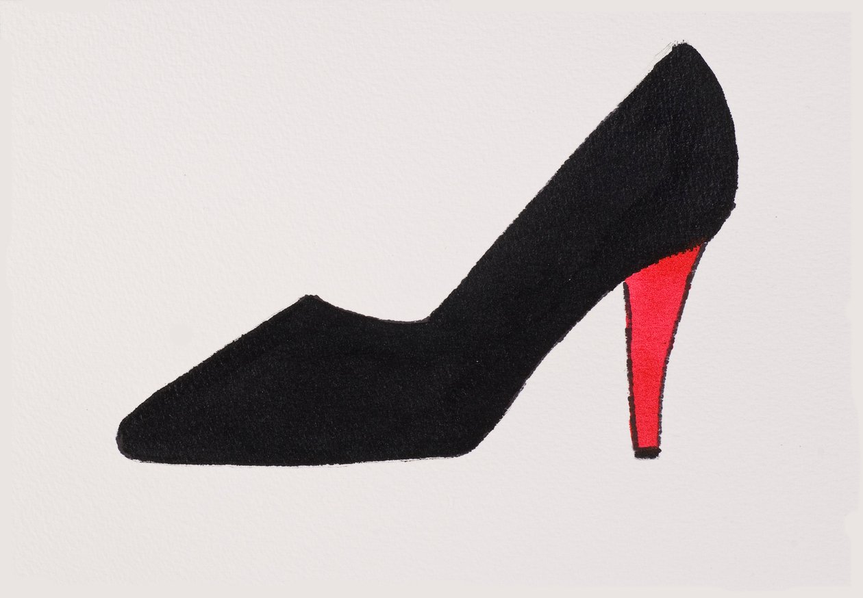 Black High Heel, 2017 (encre de Chine noire, avec feutre doré sur papier) - Daisy de Villeneuve