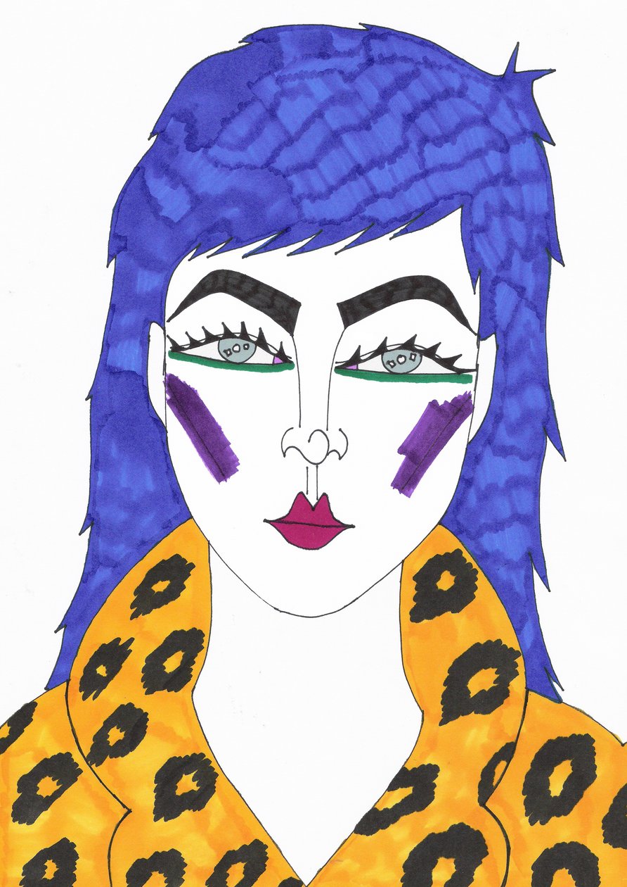 Cheveux bleus, 2018 (feutre sur papier) - Daisy de Villeneuve