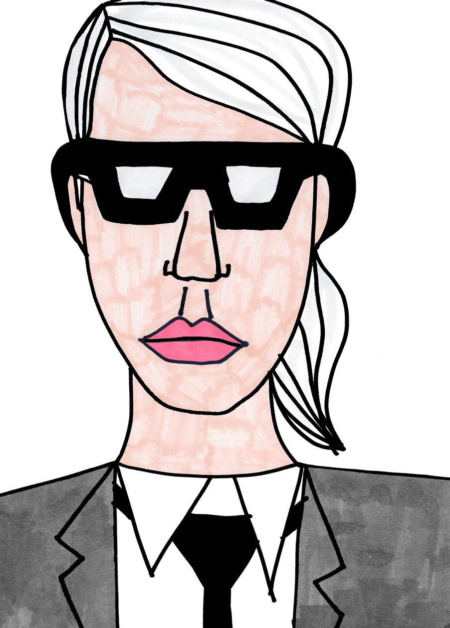 Karl Lagerfeld (feutre sur papier) - Daisy de Villeneuve