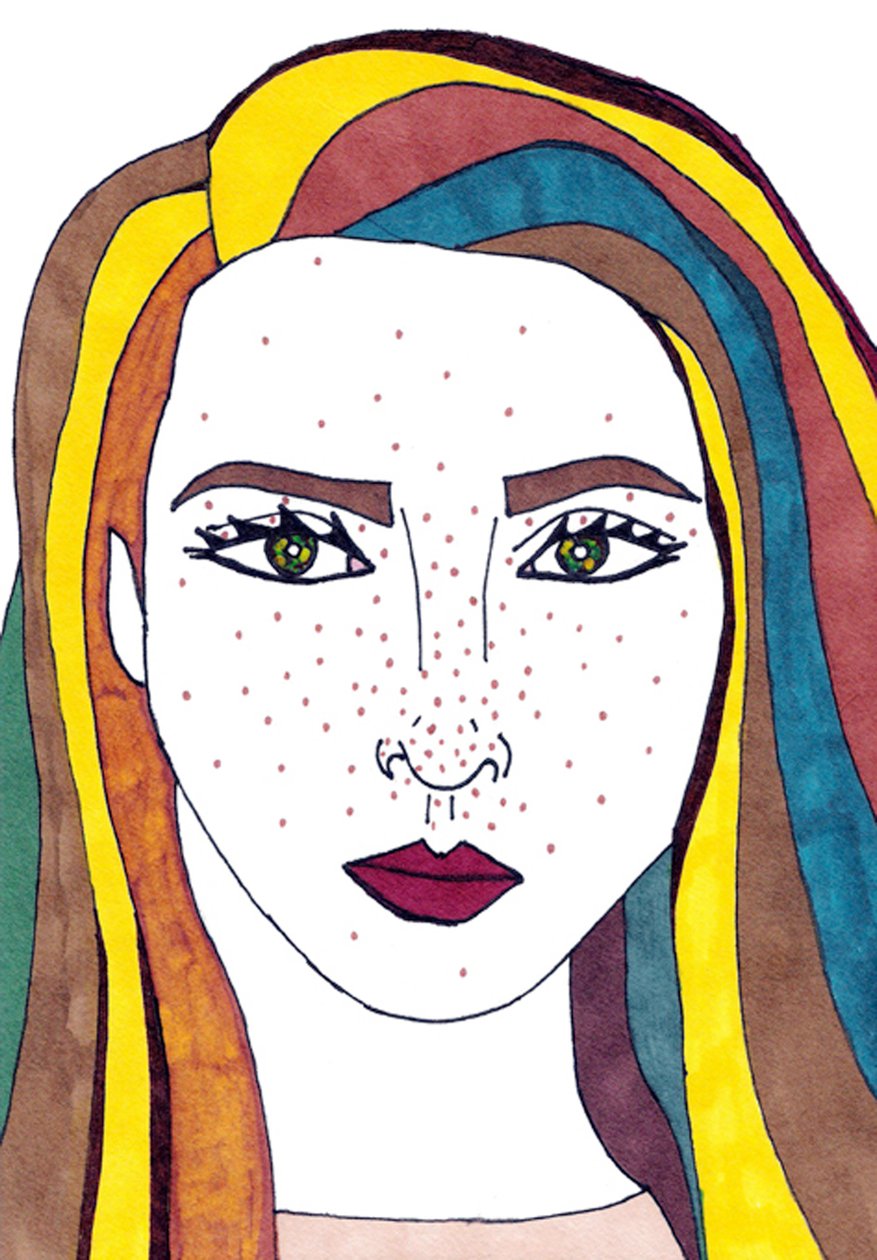 Autoportrait (technique mixte) - Daisy de Villeneuve