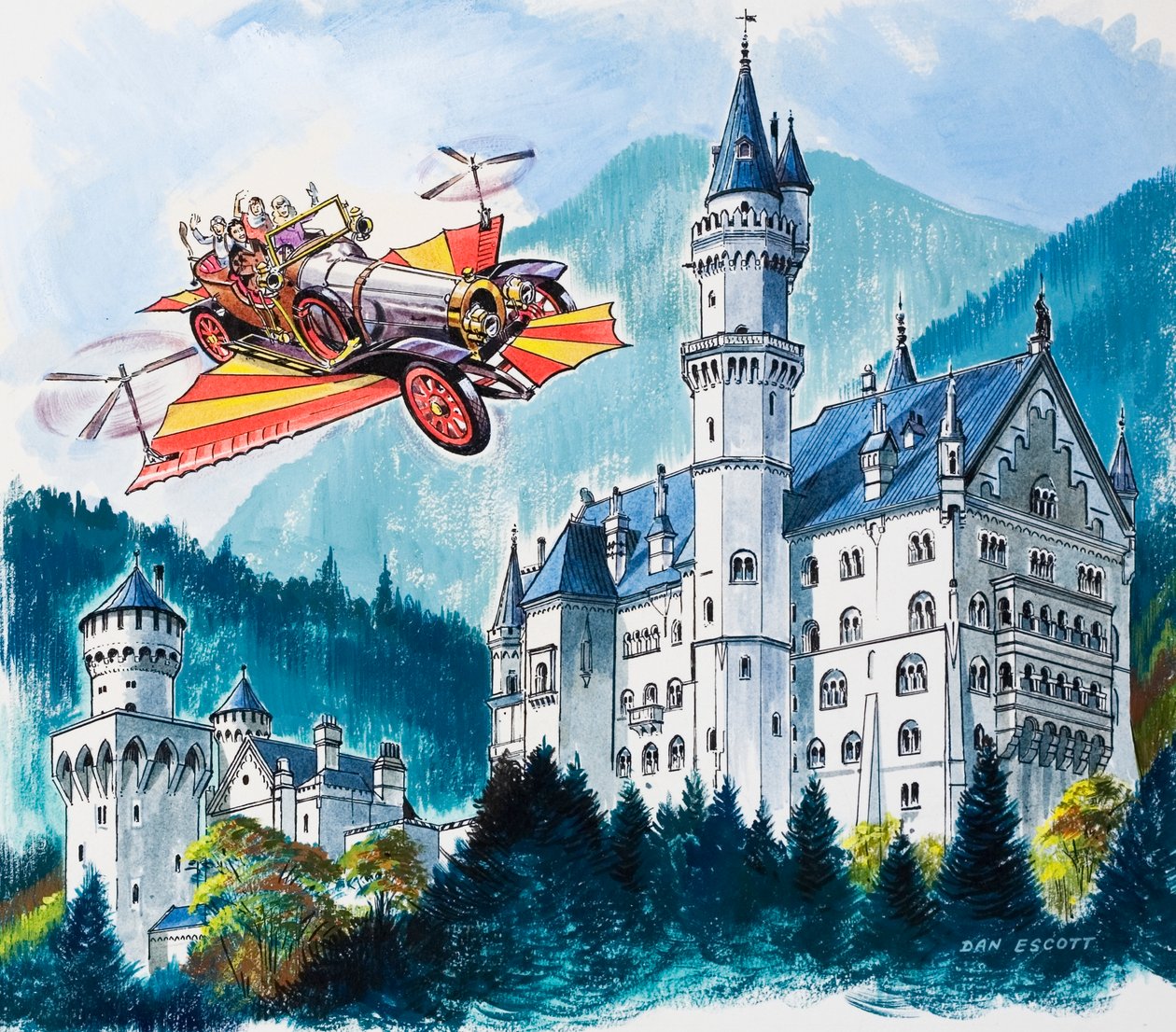Chitty Chitty Bang Bang passe par Neushwanstein dans les Alpes bavaroises - Dan Escott