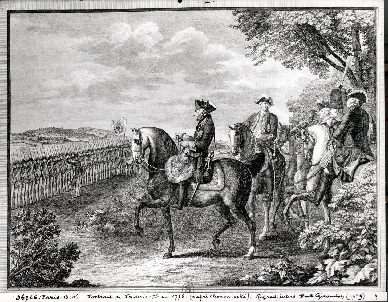 Le roi Frédéric II de Prusse (1712-86) passant en revue les troupes en 1778 - Daniel Nikolaus Chodowiecki
