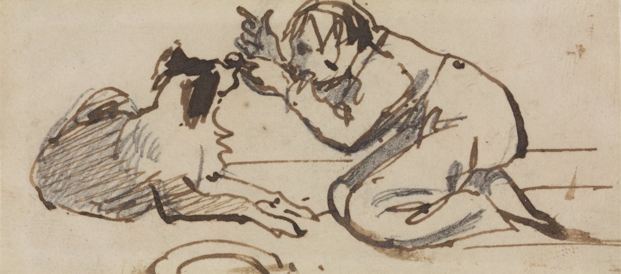 Un enfant jouant avec un chien - Daniel Maclise