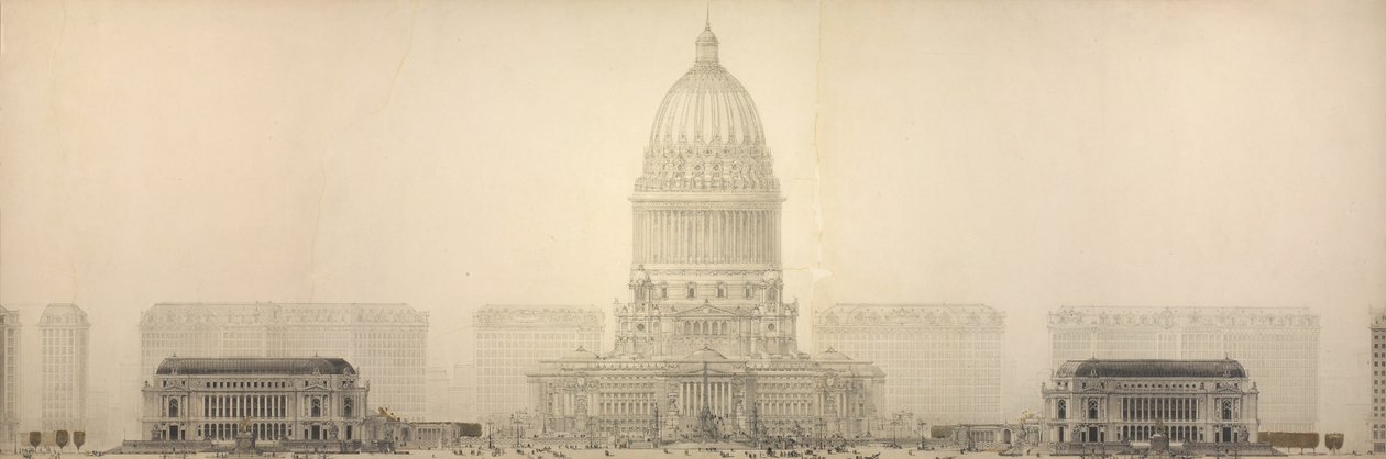 Plan de Chicago, 1909: Chicago. Élévation montrant le groupe de bâtiments - Daniel Burnham