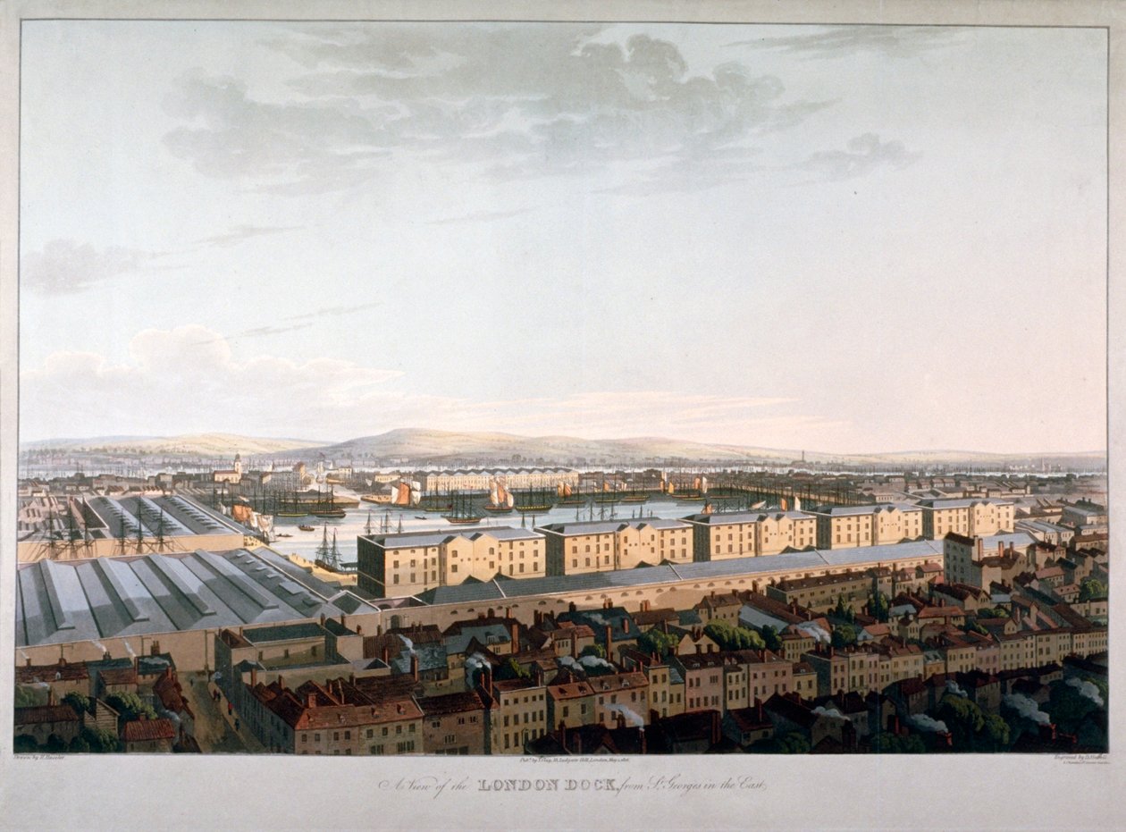 Vue des docks de Londres, 1816 - Daniel Havell