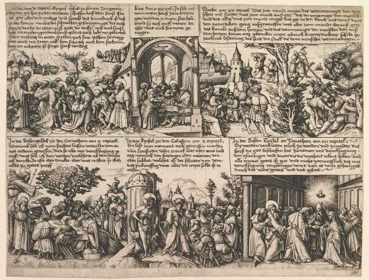 Différentes scènes, des Évangiles et des Acta Apostolorum, vers 1530 - Daniel Hopfer