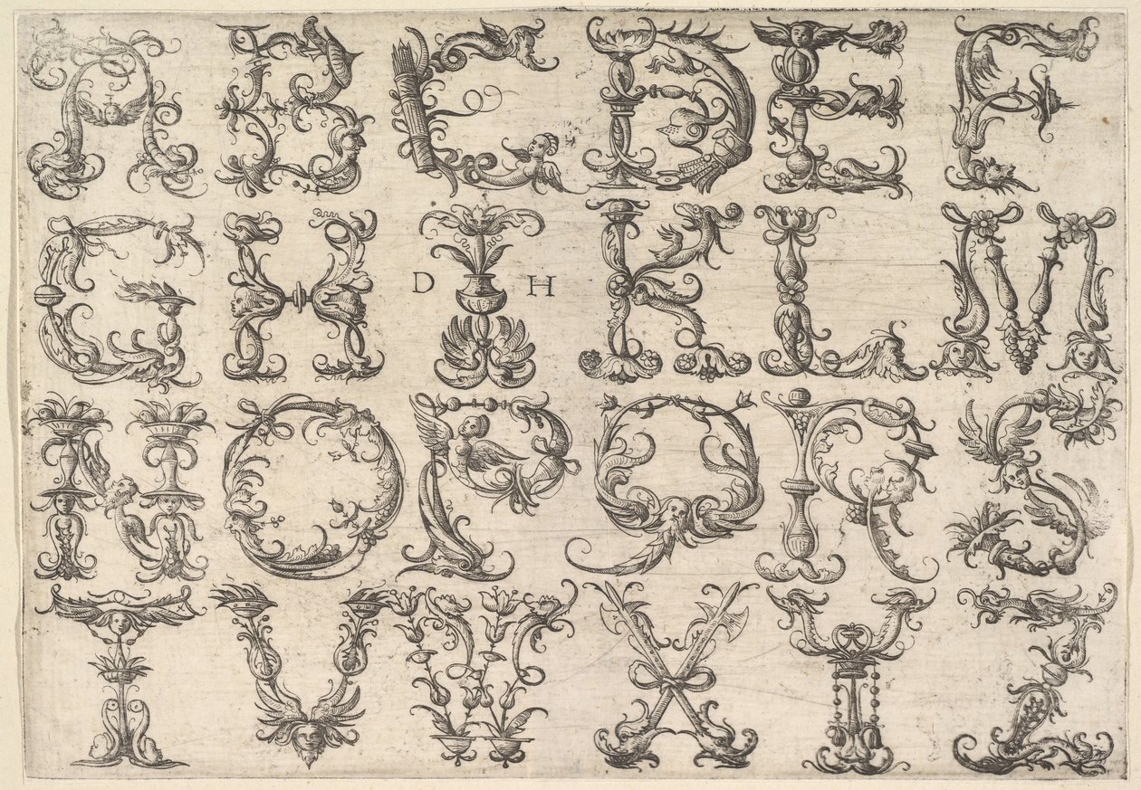 Alphabet majuscule romain orné, vers 1520 - Daniel Hopfer