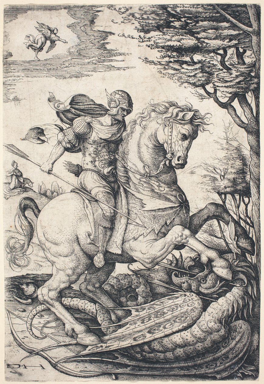 Saint Georges à cheval tuant le Dragon - Daniel Hopfer