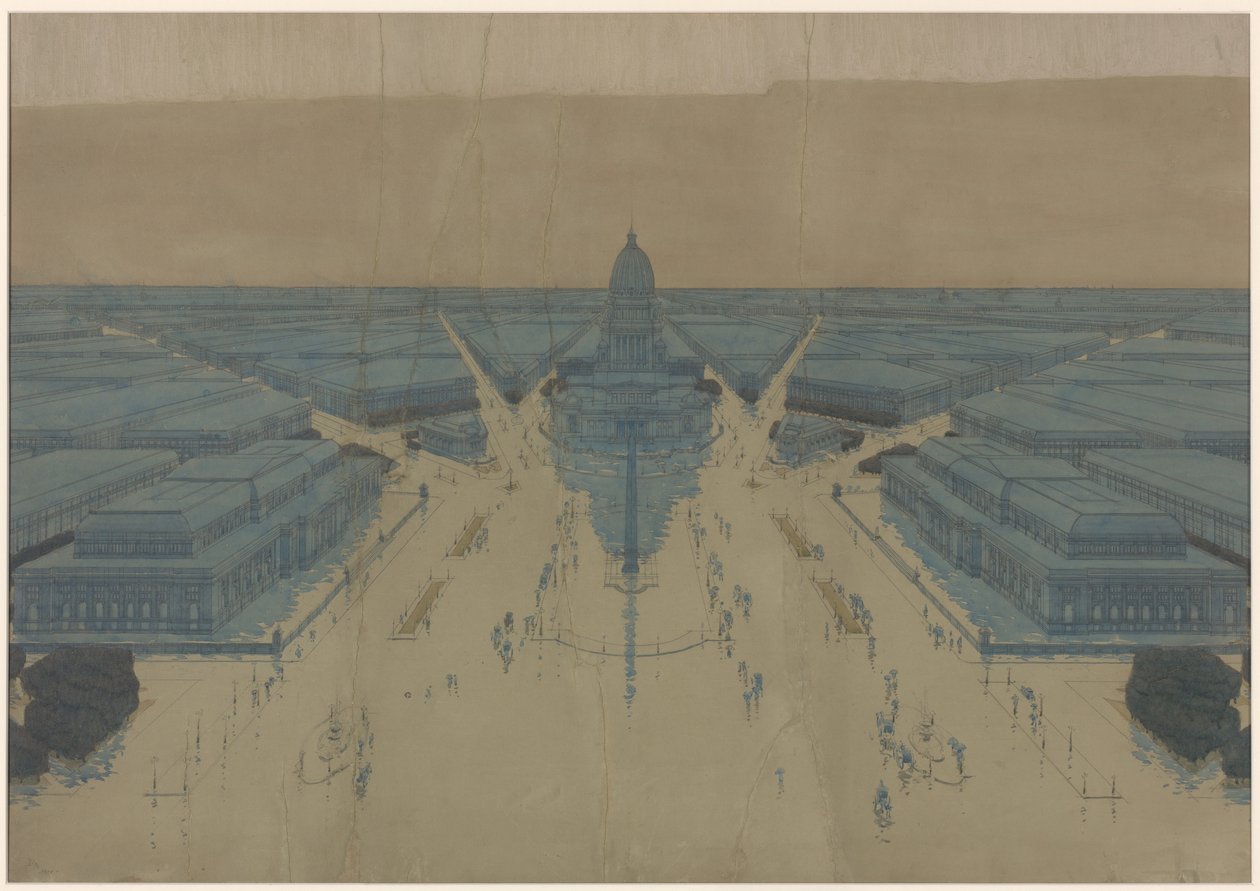 Vue de la place et des bâtiments proposés pour le Civic Center, plan de Chicago de 1909 - Daniel Hudson Burnham
