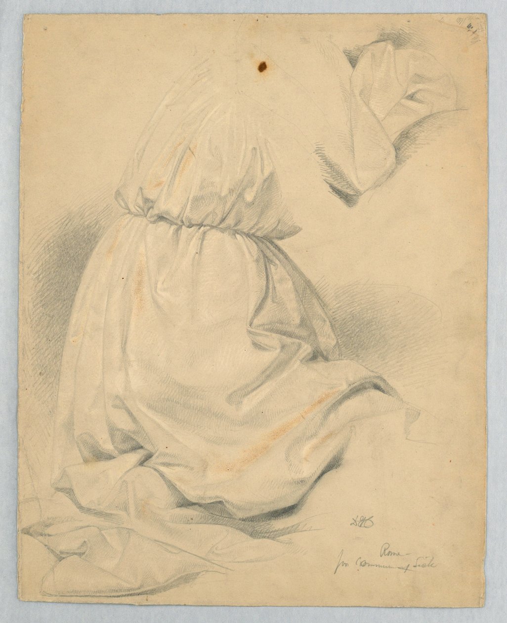 Étude de draperie pour une figure agenouillée dans "Communion des malades" - Daniel Huntington