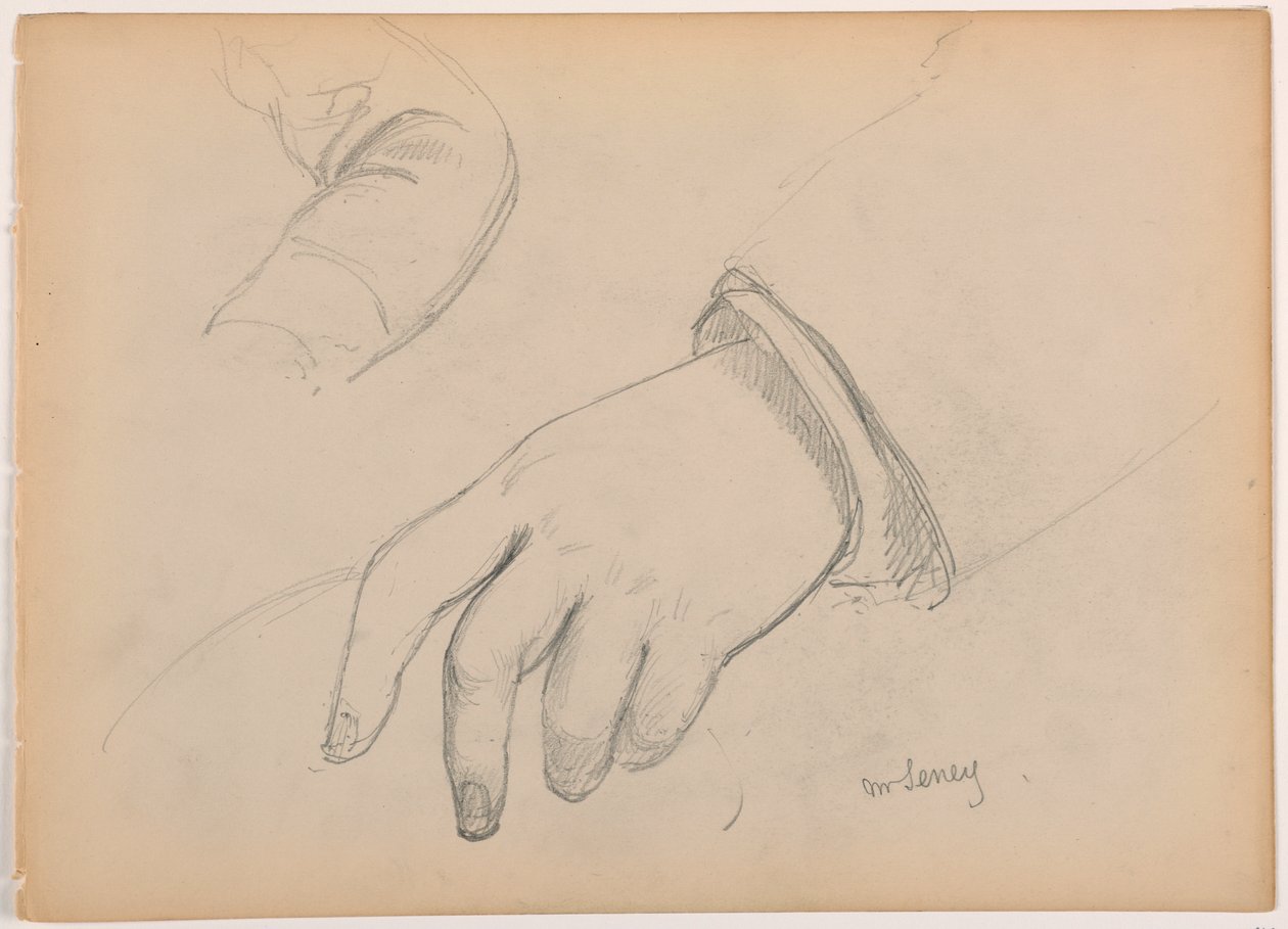 Dessin, George D. Seney, étude de la main et du bras ; verso : pied gauche, 1881 - Daniel Huntington
