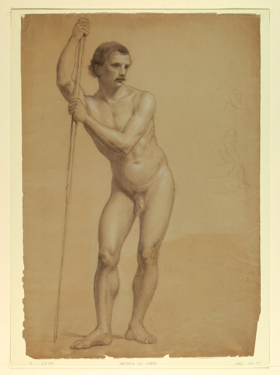Dessin, Nu masculin debout, deux S, 1866 - Daniel Huntington
