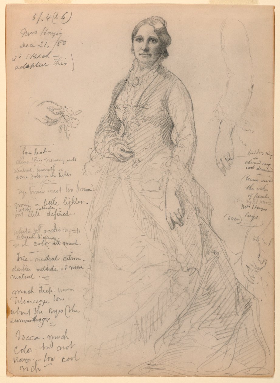 Dessin, Mme Rutherford B. Hayes, 21 décembre 1880 - Daniel Huntington