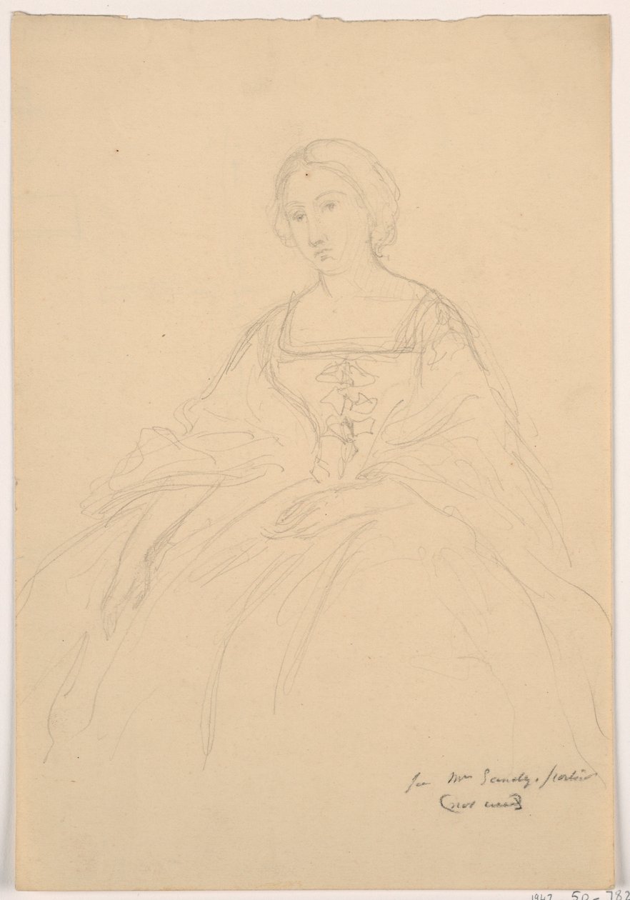 Dessin, Mme Sheppard Gandy assise ; verso : croquis au trait, 1859 - Daniel Huntington
