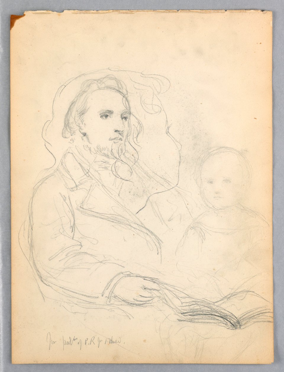 Dessin, esquisses pour "Lesson of Charity" et portrait de Peter Richards, Jr, 1849 - Daniel Huntington
