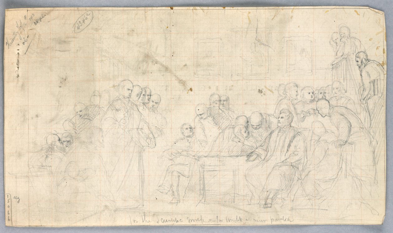 Dessin, étude pour le "Groupe scientifique", 1858 - Daniel Huntington
