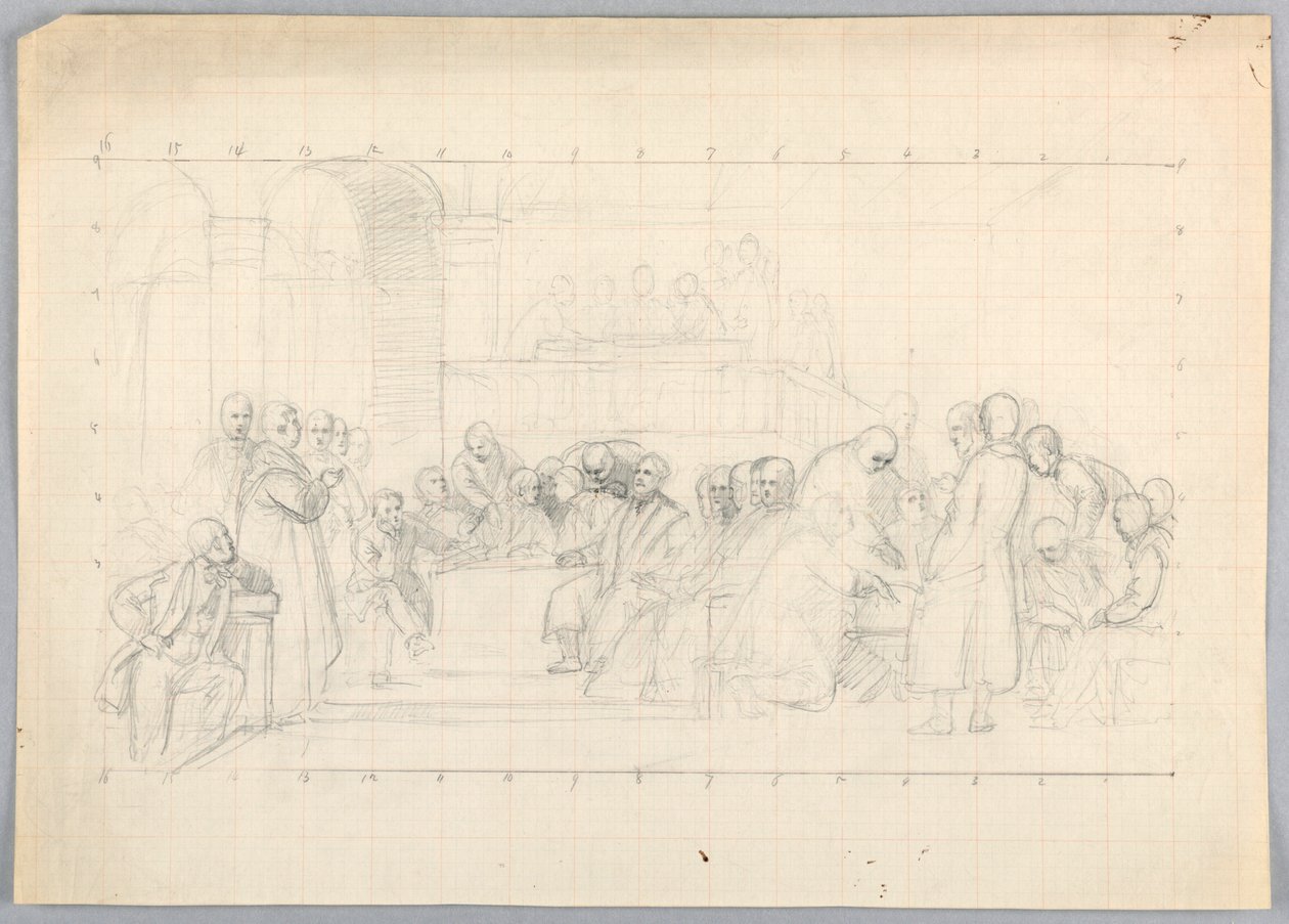 Dessin, étude pour le "Groupe scientifique", 1858 - Daniel Huntington