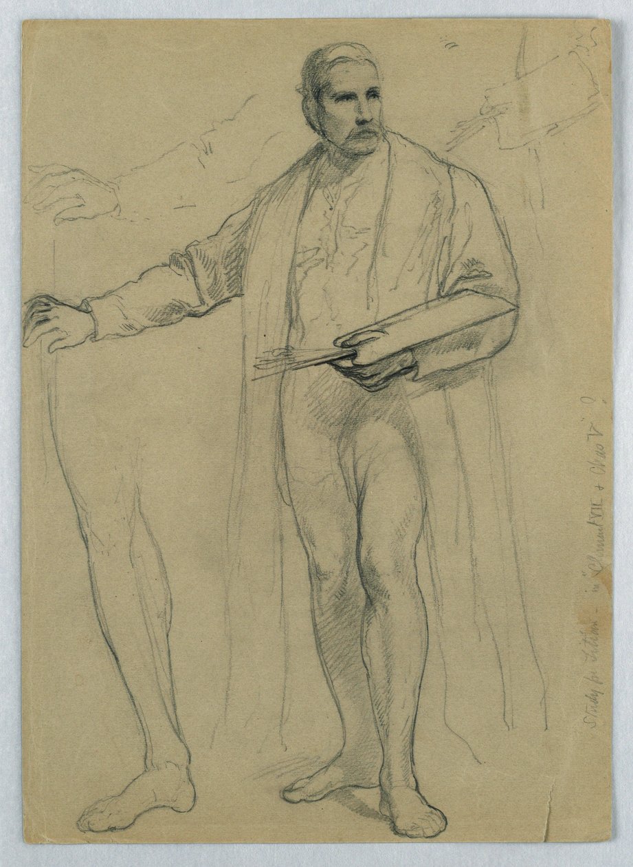 Dessin, étude pour "Titian Showing", 1866 - Daniel Huntington