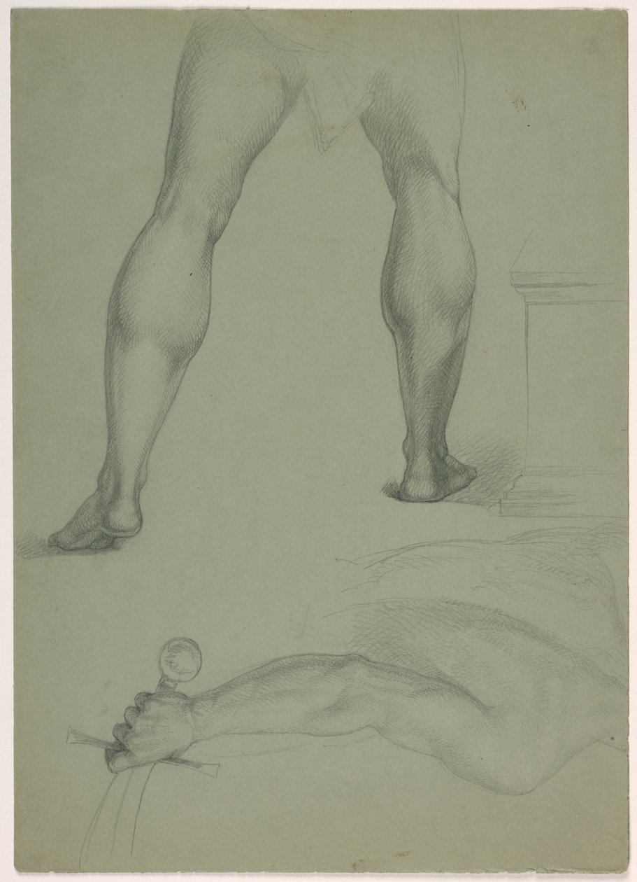 Dessin, deux études anatomiques, vers 1850 - Daniel Huntington