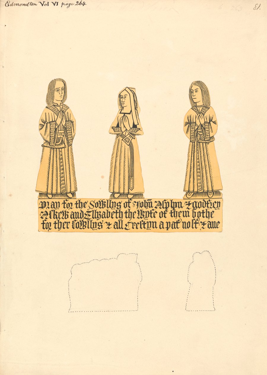 Plaque de laiton pour John Asplyn, Godfrey Askew et Elizabeth, leur épouse, église d