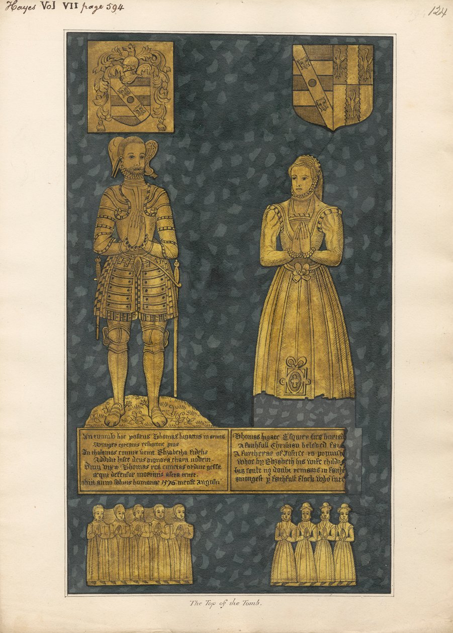 Plaque de laiton sur le tombeau de Thomas et Elizabeth Higate de l