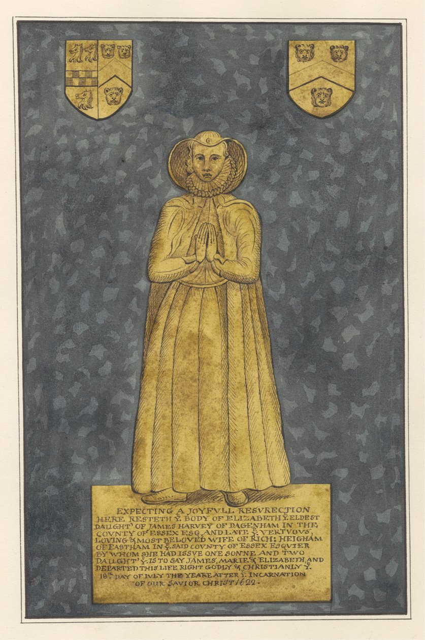 Plaque de laiton pour Elizabeth Harvey de l