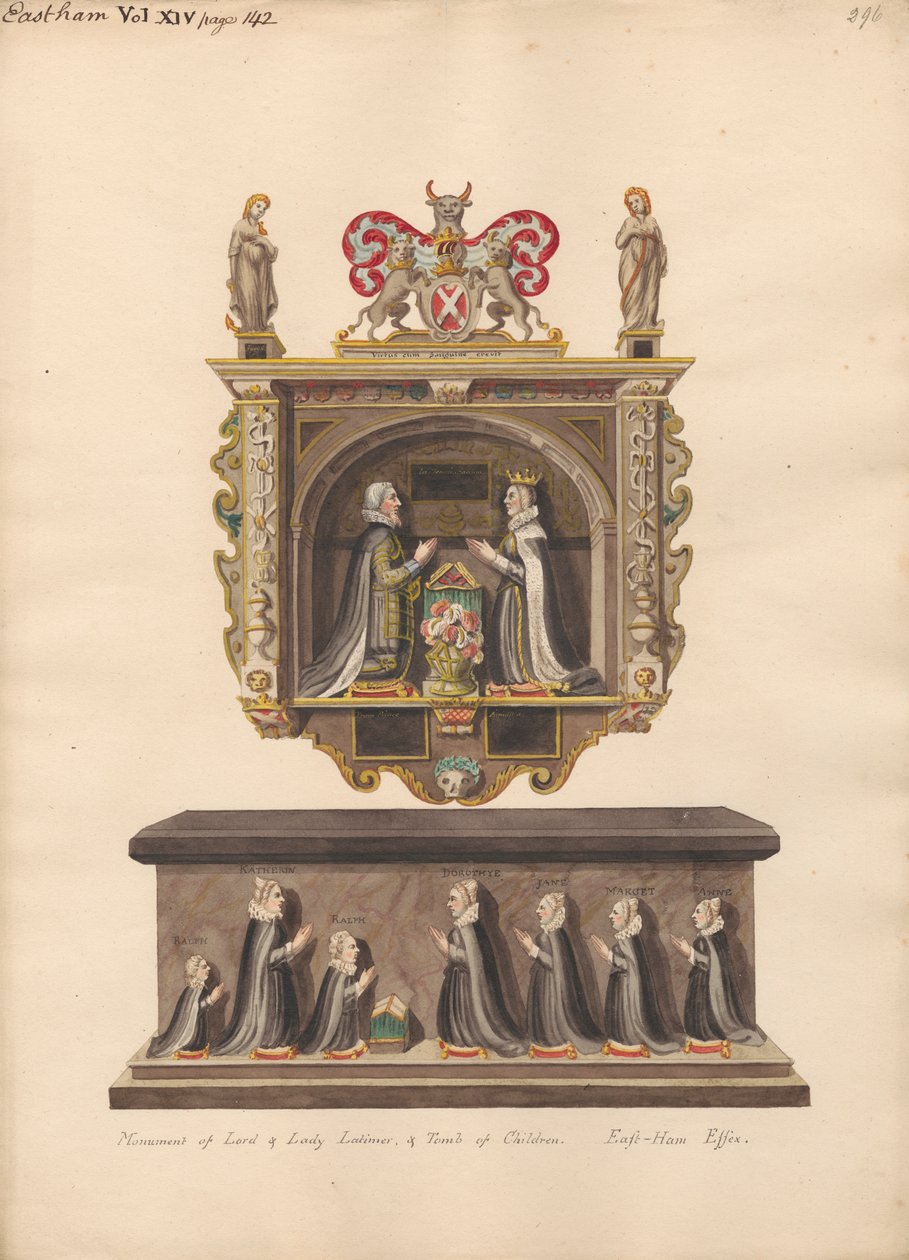 Mémorial à Lord et Lady Latimer et tombe des enfants Ralph, Katherin, Ralph, Dorothye, Jane, Margaret et Anne de l