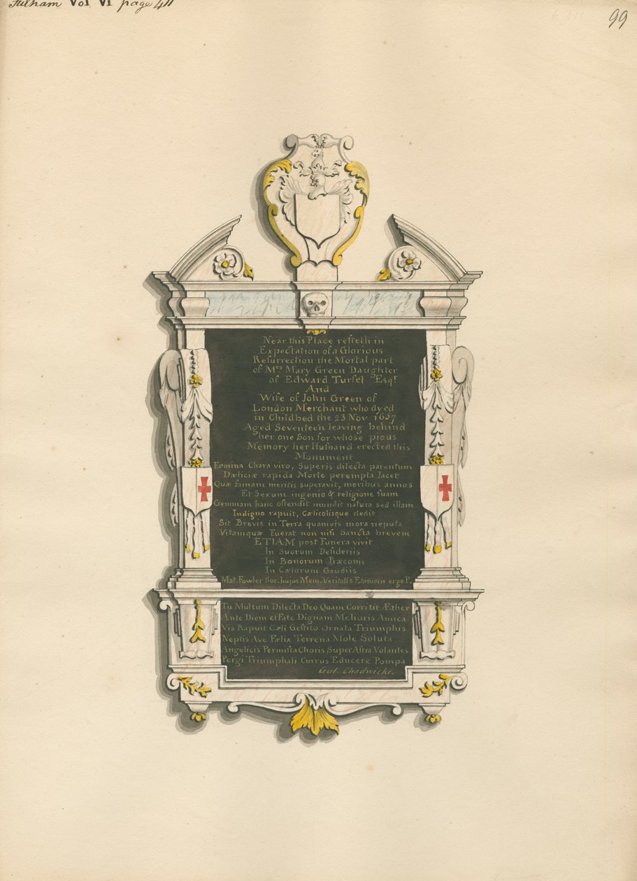 Mémorial à Mme Mary Green - Daniel Lysons