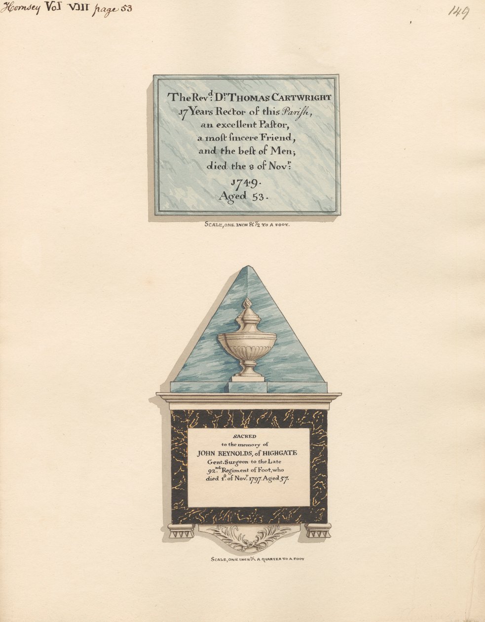 Mémorial à Thomas Cartwright et à John Reynolds - Daniel Lysons