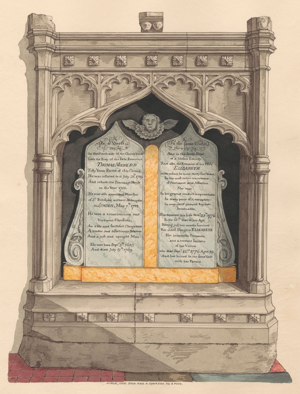 Mémorial à Thomas et Elizabeth Moore et leur fille Elizabeth, de l