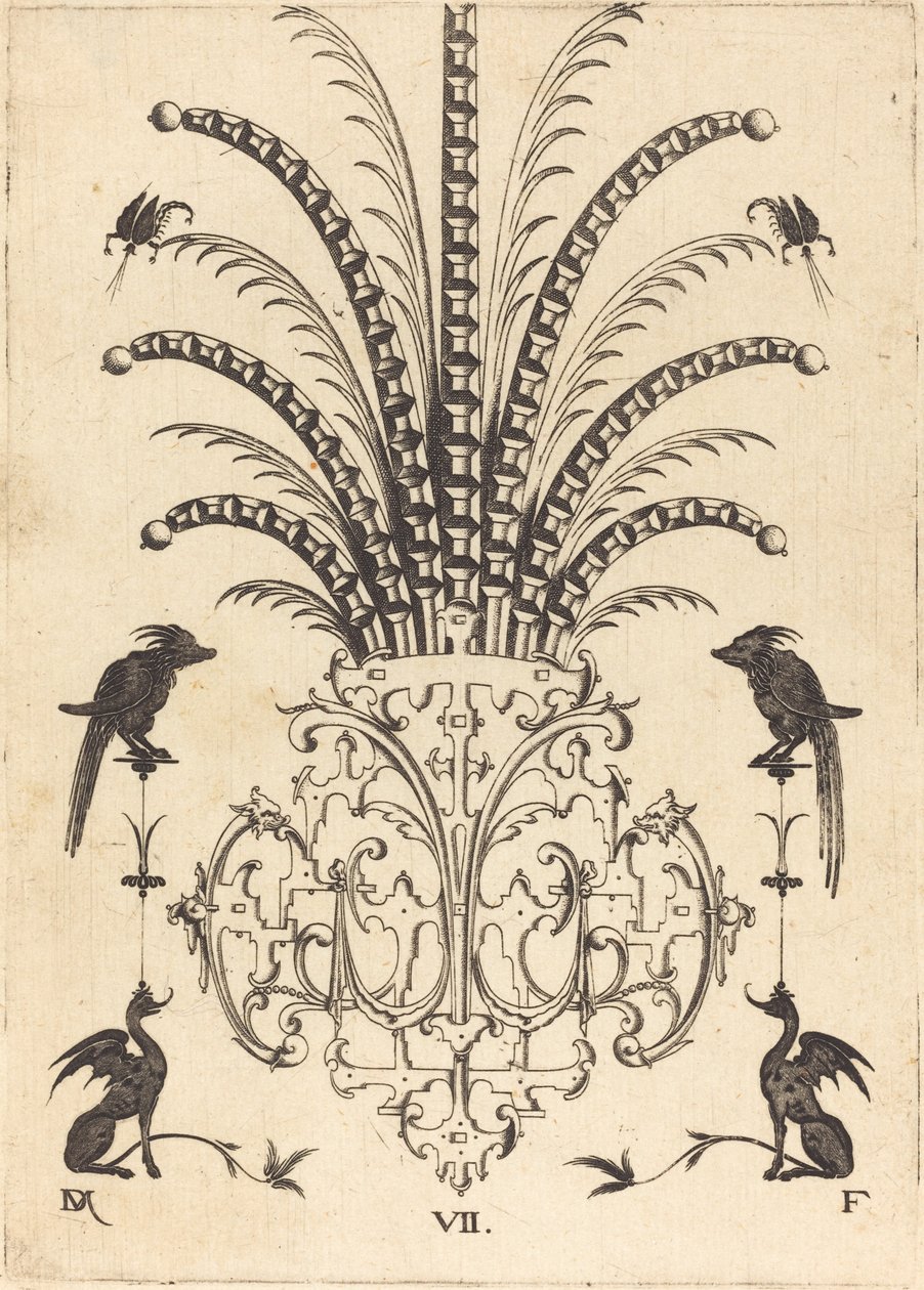 Broche avec pierres de table, scorpions volants en haut et chiens en bas - Daniel Mignot