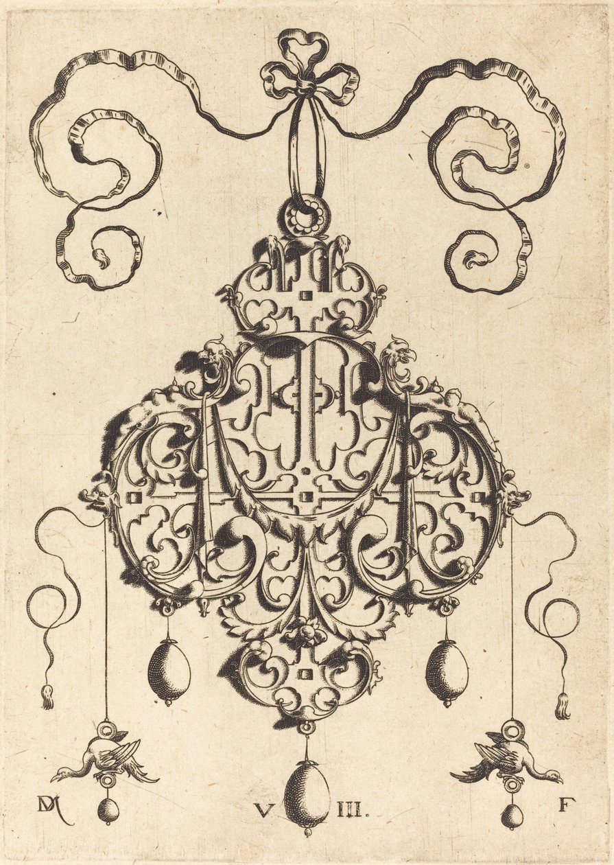 Pendentif en Orfèvrerie avec Deux Aigles en Boucles d