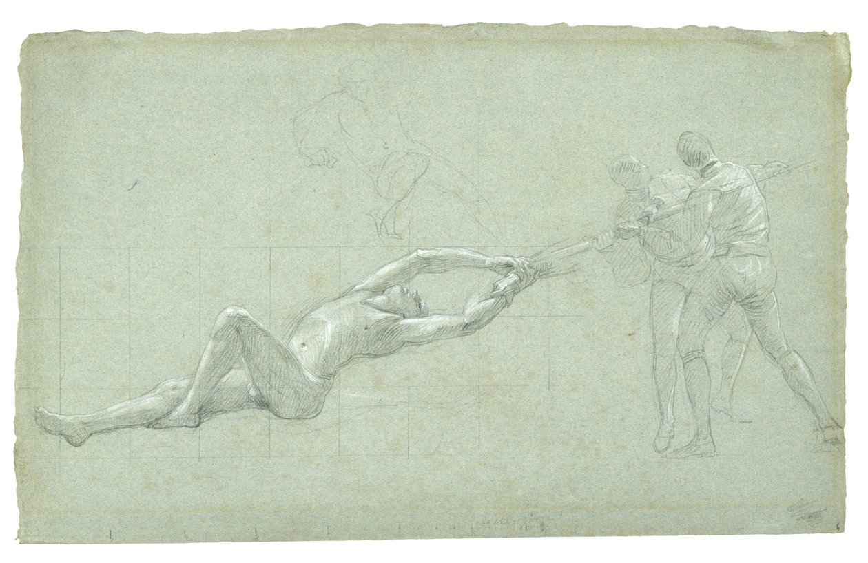 Étude pour Le Siège de Gibraltar (Étude de Figure Sauvée et Deux Figures Tirant sur une Rame), 1785-1786 - Daniel Mytens