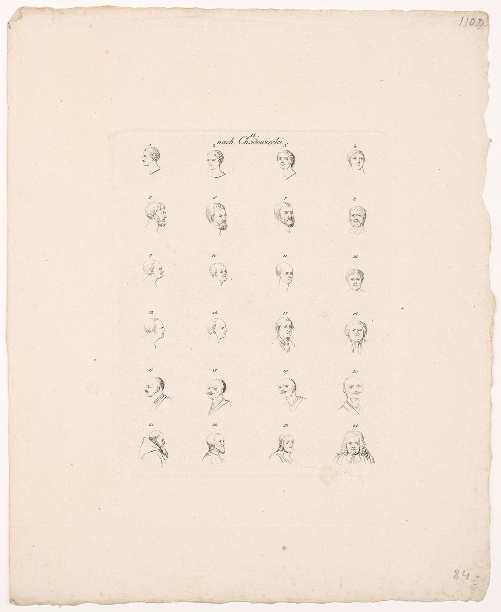 24 têtes inspirées des « Fragments physiognomiques » de Lavater, II - Daniel Nikolaus Chodowiecki